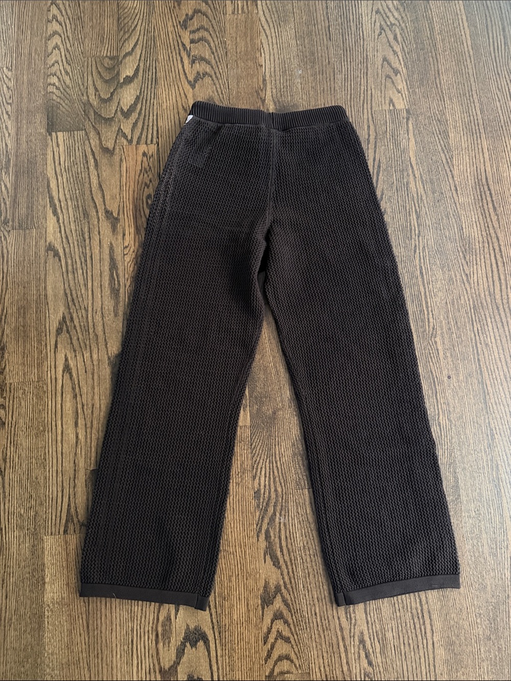 adidas Brown Knit Wide-Leg Track Pants with Pink Side Stripes - Picture 4 of 4